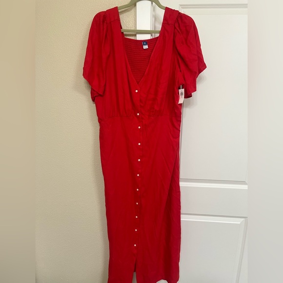 Old Navy Red Midi Dress XXL Tall New With Tags - Picture 2 of 5